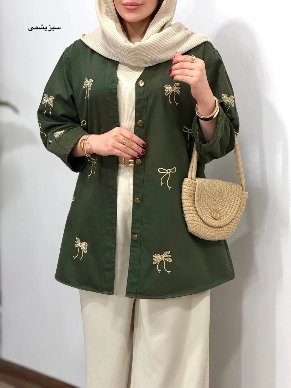 مانتو کتان گلدوزی آیسو ویولت